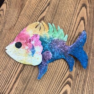 Jacque Tatum Mid Century Post Modern Textured Metal Fish Wall Mounted Sculpture